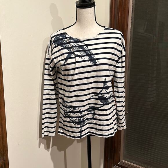J. Crew | navy blue and white striped tee Size S - Picture 1 of 4